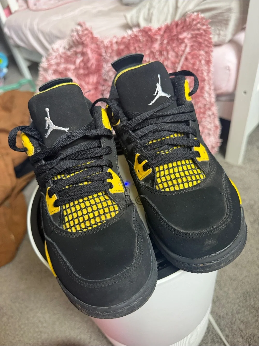 Jordan Kids Black and Yellow Basketball Sneakers